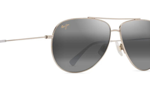 Maui Jim Hauoli XL Grey Shiny LTGold w/Cryst